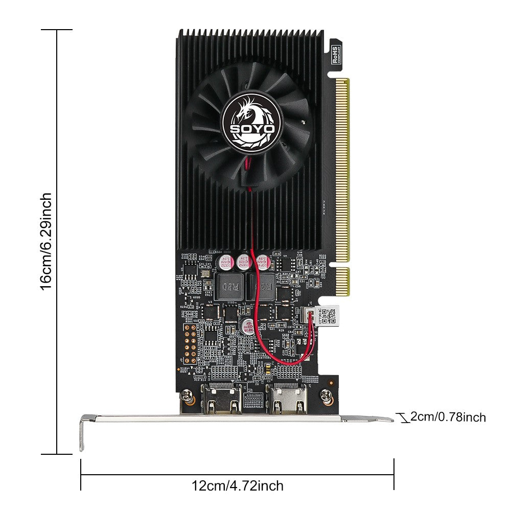 SOYO Graphics Cards NVIDIA GT730 4G GDDR3 128bit Video Card HDMI*2 For Desktop Gaming Computer Components GPU GT 730