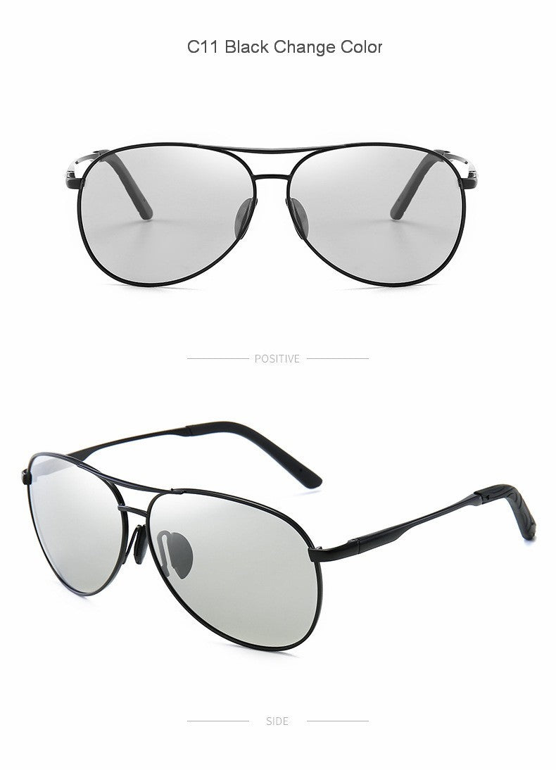 Óculos de Sol Polarizados Masculinos com Armação de Metal para Aviação Cores Variadas Óculos de Sol Masculino Piloto Visão Noturna e Diurna para Dirigir