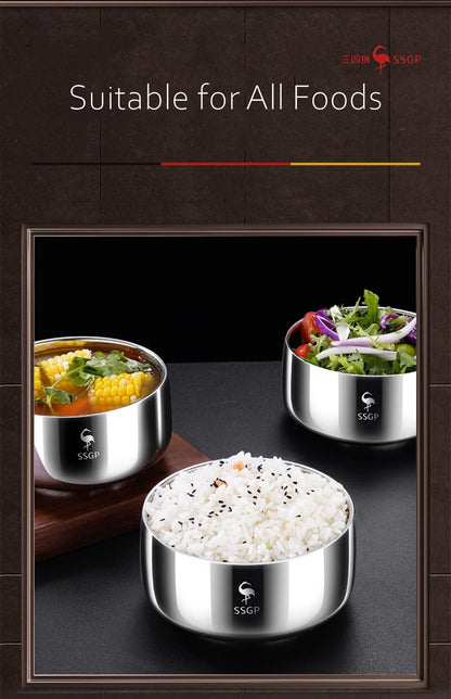 LFGB Certificate 316L Stainless Steel Bowl Heat Insulating Warm Keeping 380ml 526ml Food Container Safe Baby Children Dinnerware