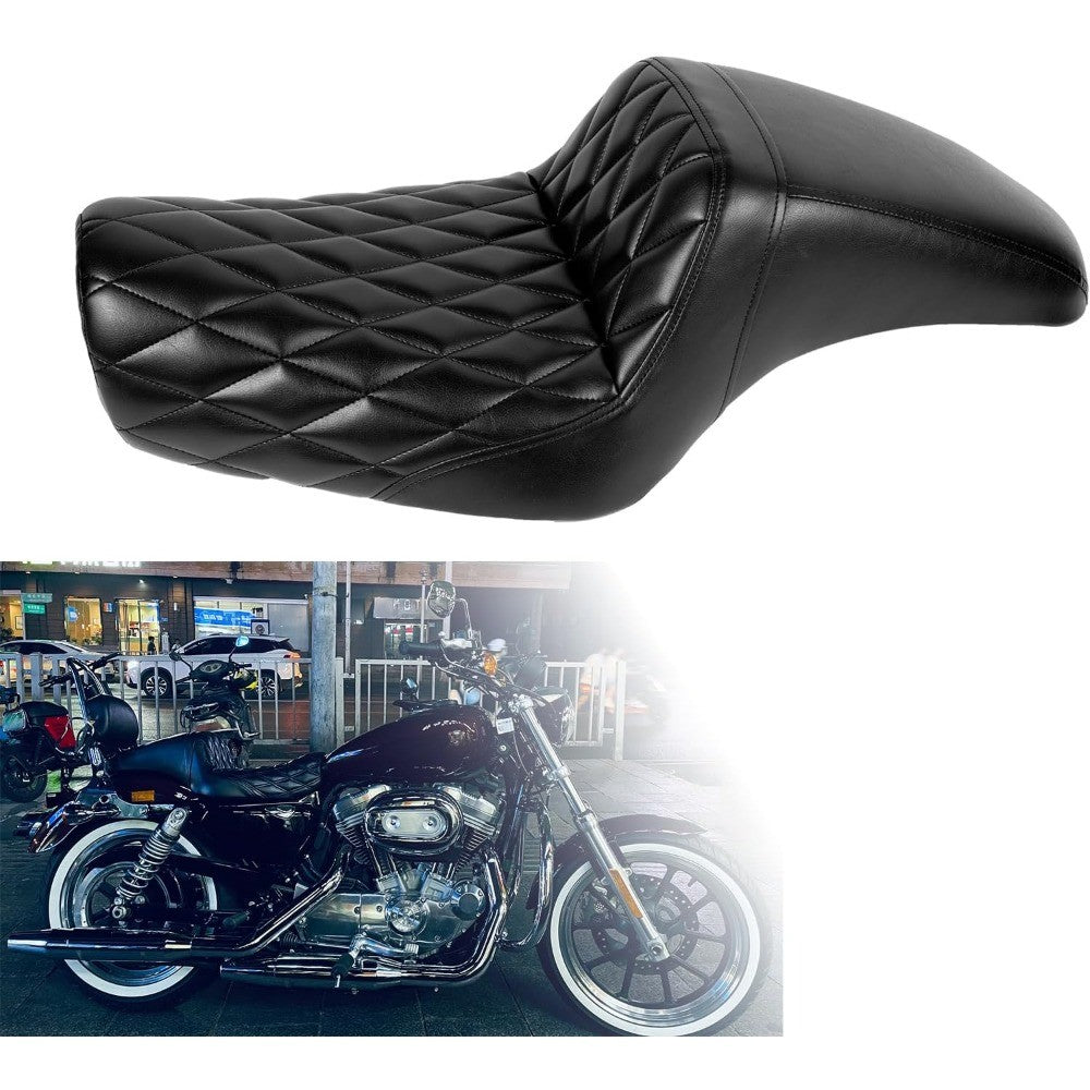 Two-up Seat, Driver+Passenger Seat Cushion, Stepped Type, For Harley-Davidson Sportster Iron XL883 XL1200 (2004-2006)&(2010-2022
