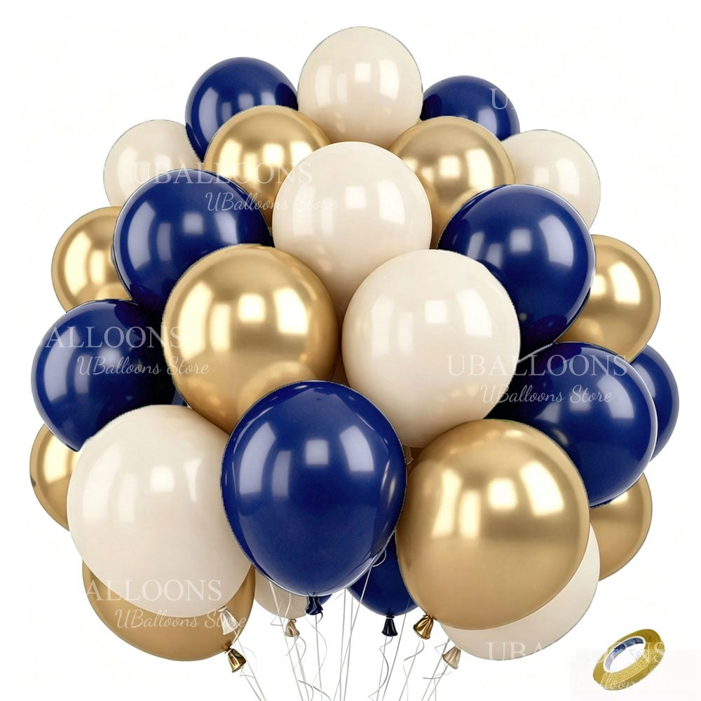 40Pcs White Sand Latex Balloons 10Inch Boho Sand White Metal Chrome Gold Balloons for Birthday Wedding Baby Shower Party Decor
