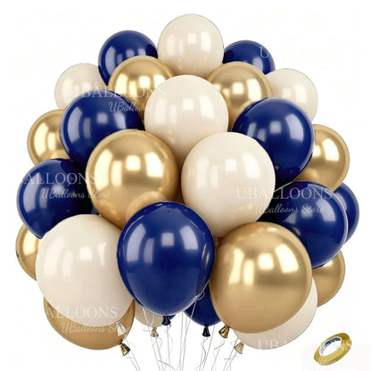 40Pcs White Sand Latex Balloons 10Inch Boho Sand White Metal Chrome Gold Balloons for Birthday Wedding Baby Shower Party Decor