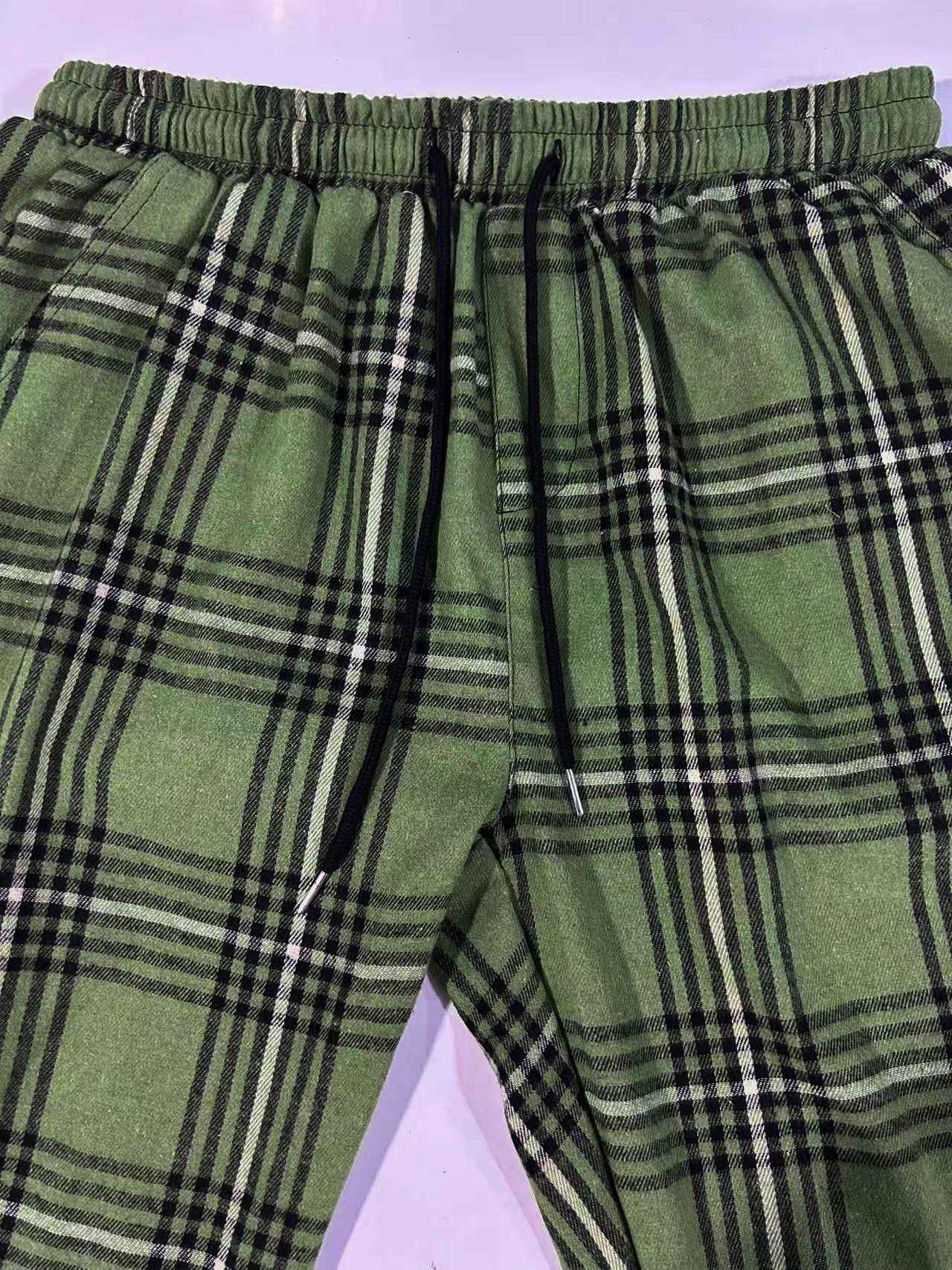 Calças Masculinas Xadrez com Punho Calças de Pijama Confortáveis para Estilo Relaxado