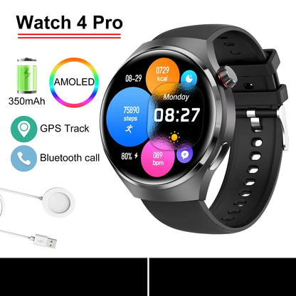 Smartwatch Masculino GT4 Pro 2026: Monitor de Saúde, à Prova D'água, Chamada BT, Tela AMOLED 360*360, Rastreamento GPS, Bússola, Novo Modelo Militar