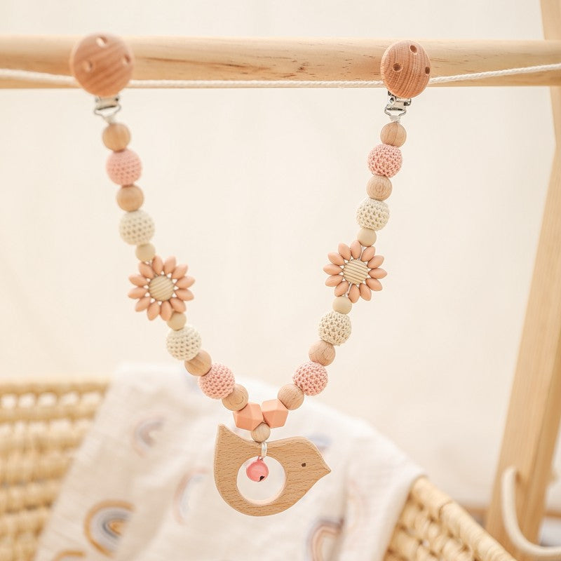 Baby Crochet Stroller Toys Wooden Hanging Ocean Stroller Teething Rattle Bell Animal Mobiles Gym Stroller Pendants Gifts Toys