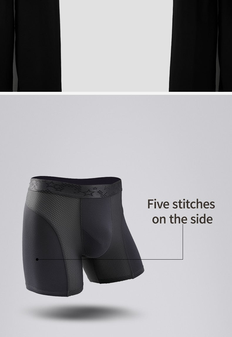 Extra Long Sports Underwear Men's Boxer Briefs Anti-Wear Leg Running Large Size Breathable Training Boxer Briefs