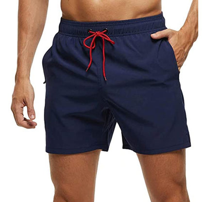 Men's Swim Trunks Quick Dry Beach Shorts, Elastic Closure Swimming Shorts with Zipper Pockets and Mesh Lining