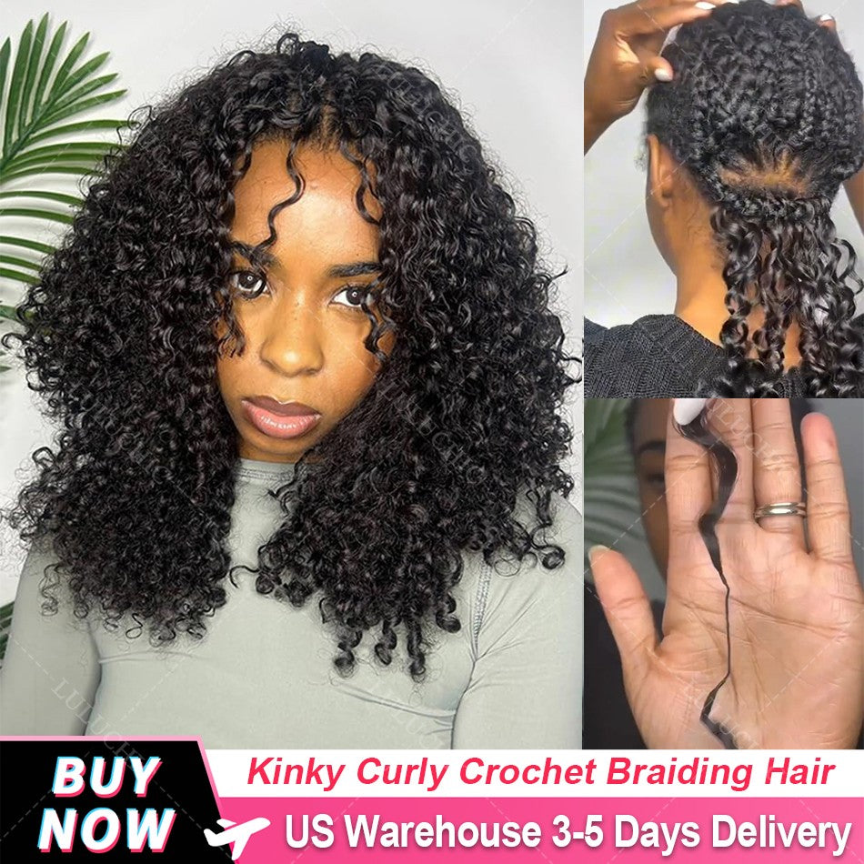 Cabelo Humano Crespo Cacheado Crochê Pequenas Espirais Invisíveis 12A Sem Nós Pré-Separado Kinky Curly Feather Crochet Hair Extensions em Promoção