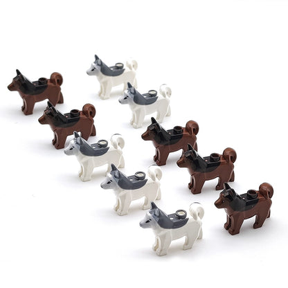 MOC Building Blocks Pets Husky White Kitten Puppy Bulldog Zoo Pet Building Blocks Scene Decoration Props Children's DIY Toy Gift