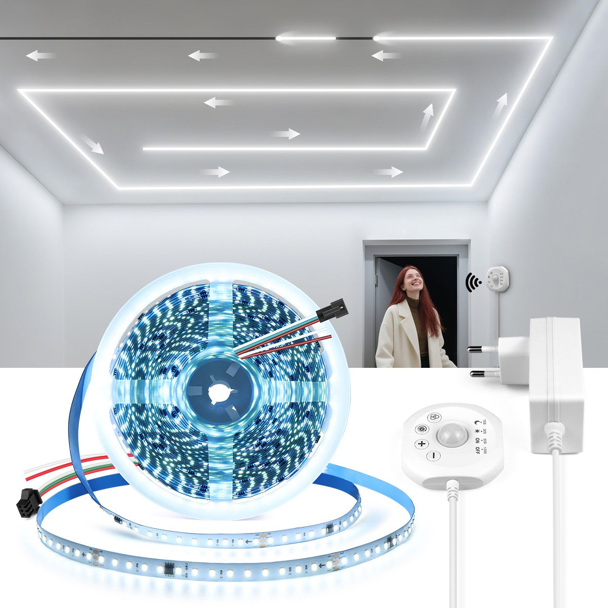 WS2811 Horse Race Chase LED Strip Light Motion Sensor Fairy Night Lamp For Bedroom Room Ceiling Christmas Decoration Lighting