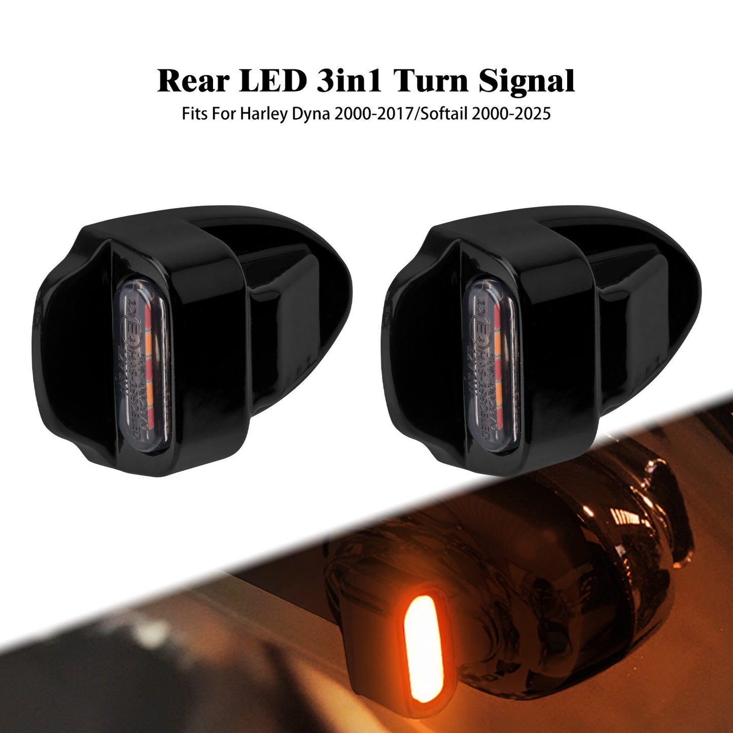 Motorcycle Rear LED Lights With E-Mark Brake Lamp For Harley Dyna 2000-17 Softail Breakout Fat Boy 00-2025 Turn Signal Indicator
