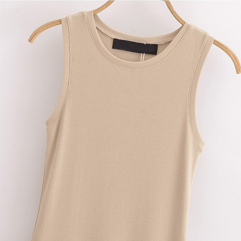 HXAO Black Dress Women Slim Simple O Neck Sleeveless Long Dress Holiday Dress Street Casual Dresses 2025 Women's Summer Dress