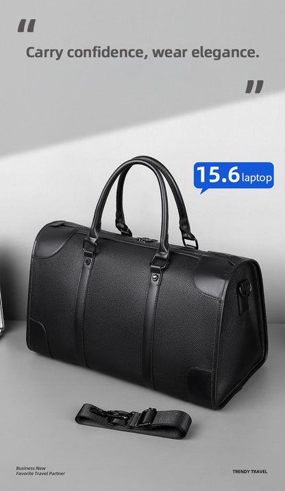 Men‘s Luxe Business Travel Bag Large Capacity with 15.6' Laptop Waterproof PU Material Lightweight for Trip Gym Bolsos de Viajes