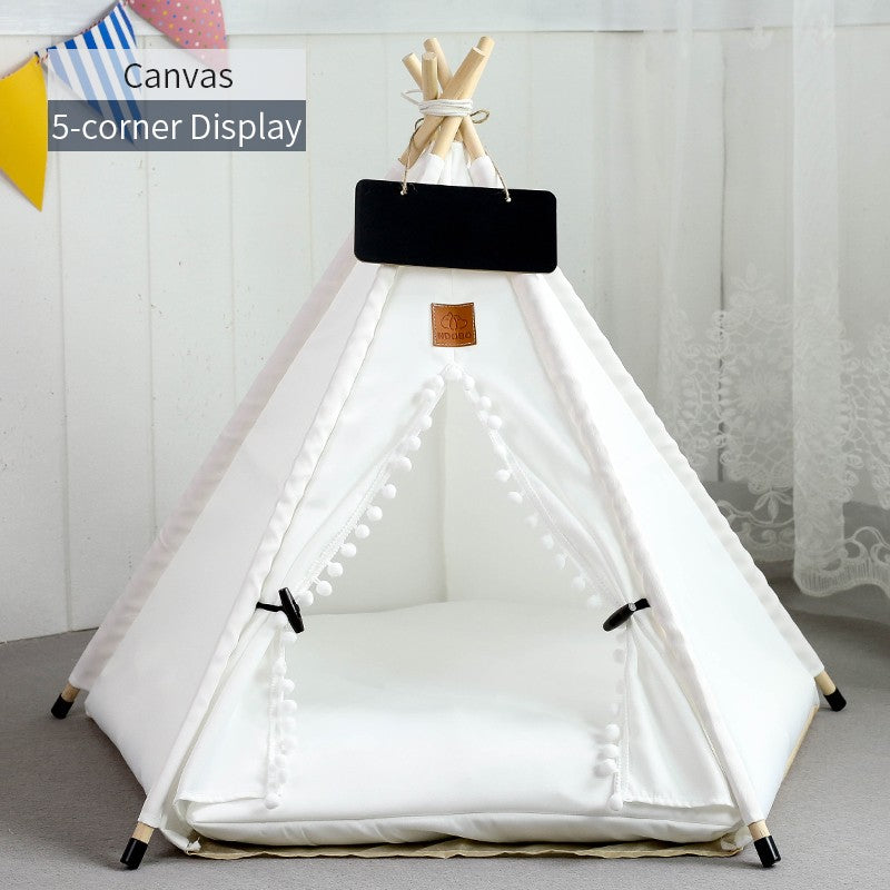 Tenda Tipi para Gatos e Cães, Portátil, Removível, Lavável, Casinha Interna para Filhotes com Almofada e Lousa, Cama para Gato