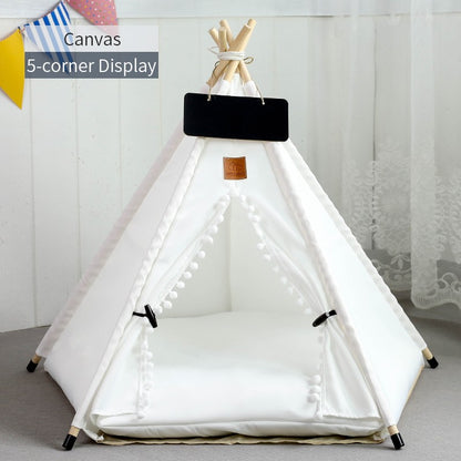 Tenda Tipi para Gatos e Cães, Portátil, Removível, Lavável, Casinha Interna para Filhotes com Almofada e Lousa, Cama para Gato