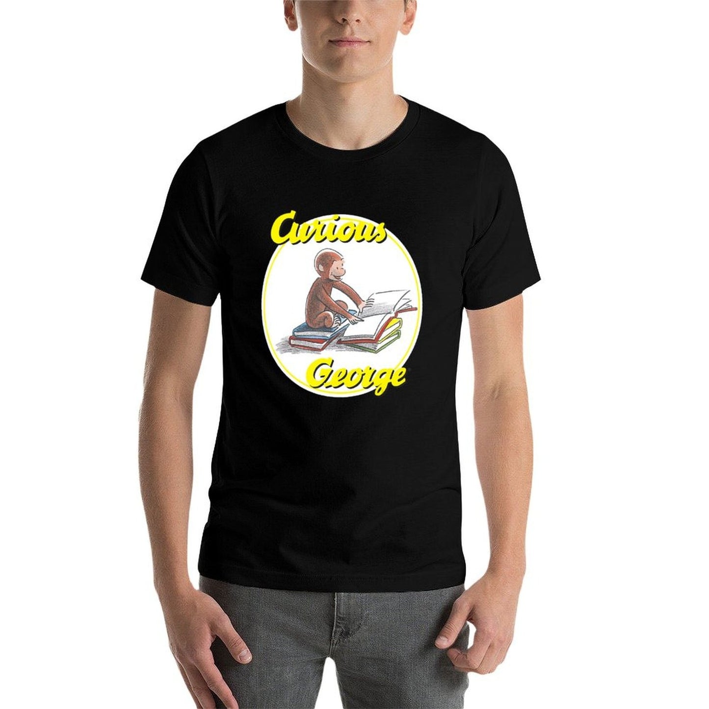 Curious George Reading Poster. T-Shirt t shirt man casual g man t shirts for men t shirt man plain T-Shirt