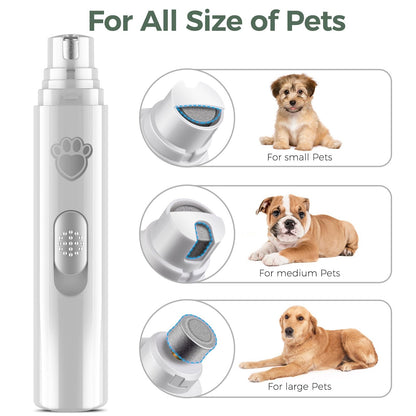 Lixador Elétrico de Unhas para Cães Cortador de Unhas Pet Recarregável USB Aparador de Unhas Pet Indolor com Roda Polidora para Animais de Estimação Pequenos/Grandes