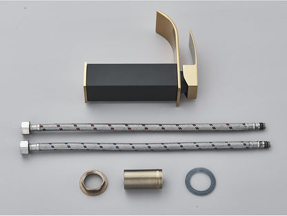 Brushed Golden Basin Faucets Elegant Waterfall Bathroom Sink Faucet Single Lever Hole Deck Mount Brass  Mixer Taps