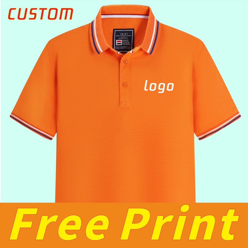 100% linen cotton polo shirt, T-shirt, breathable collar, short sleeved, custom printed logo, embroidered men's and women's work