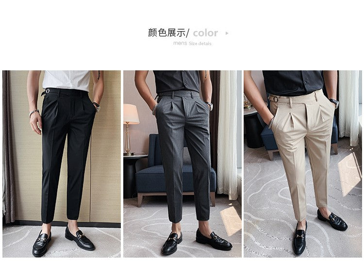 High Quality Elasticity Suit Pants Men Formal Business Office Social Dress Pants Slim Fit Casual Wedding Ankle Trousers Pantalon