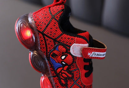 2025 New Boys Breathable Lighted Sneakers Spiiderman Children's  Luminous Shoes Student Teenager Sport Shoes Kids Casual Shoes