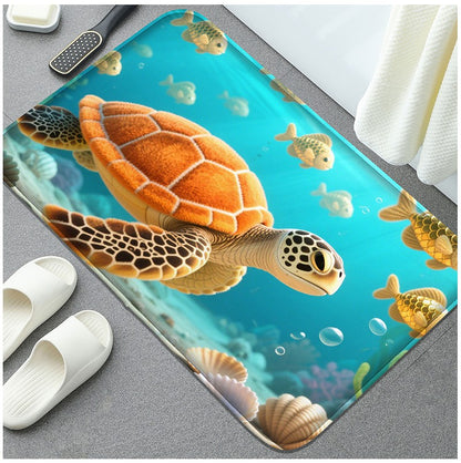 Pink jellyfish pattern bathroom floor mat, water absorbing small carpet, toilet seat mat, decorative mat, machine washable