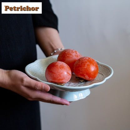 Chinese Style High Leg Fruit Dishes Ancient Pastry Plate Fruit Plate Appetizer Serving Platter Household Plates For Food Craft