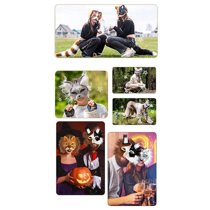 Therian Mask Kit Hand-Made Fox Themed Blank Half Face Hand-painted Mask DIY Masks For Makeup Ball Halloween Party Christmas Gift
