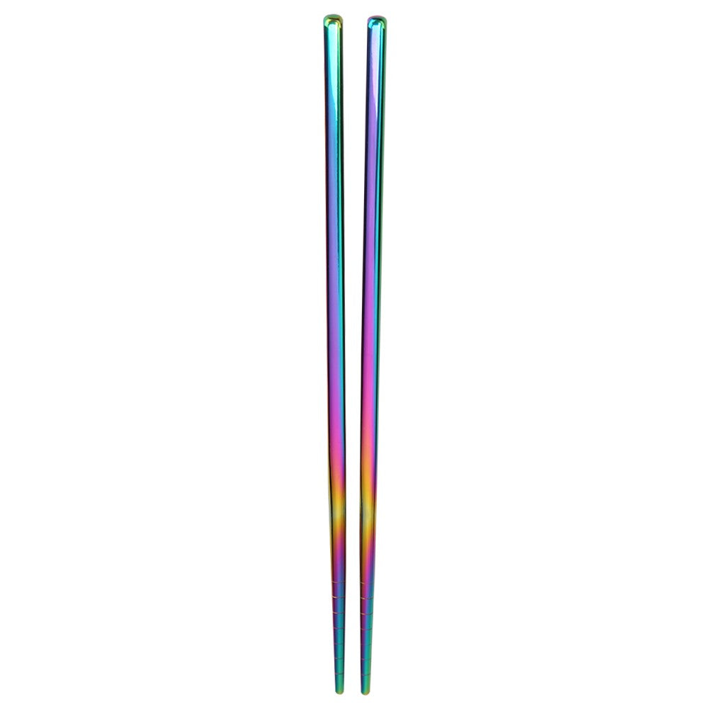 Pauzinhos Coloridos de Aço Inoxidável Portáteis Antiderrapantes Ecológicos Bastões de Comida Utensílios de Mesa de Cozinha