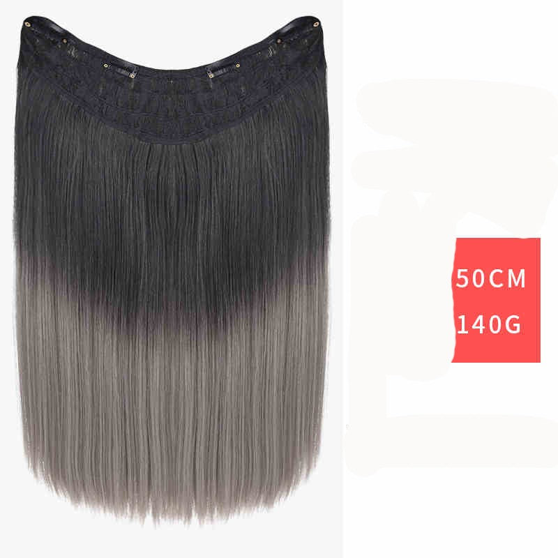 Extensões de Cabelo Sintético em V de uma Peça com 4 Clips Cabelo Liso Longo Peruca Cor 50CM Cabelo Falso Natural