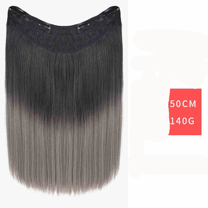 Extensões de Cabelo Sintético em V de uma Peça com 4 Clips Cabelo Liso Longo Peruca Cor 50CM Cabelo Falso Natural