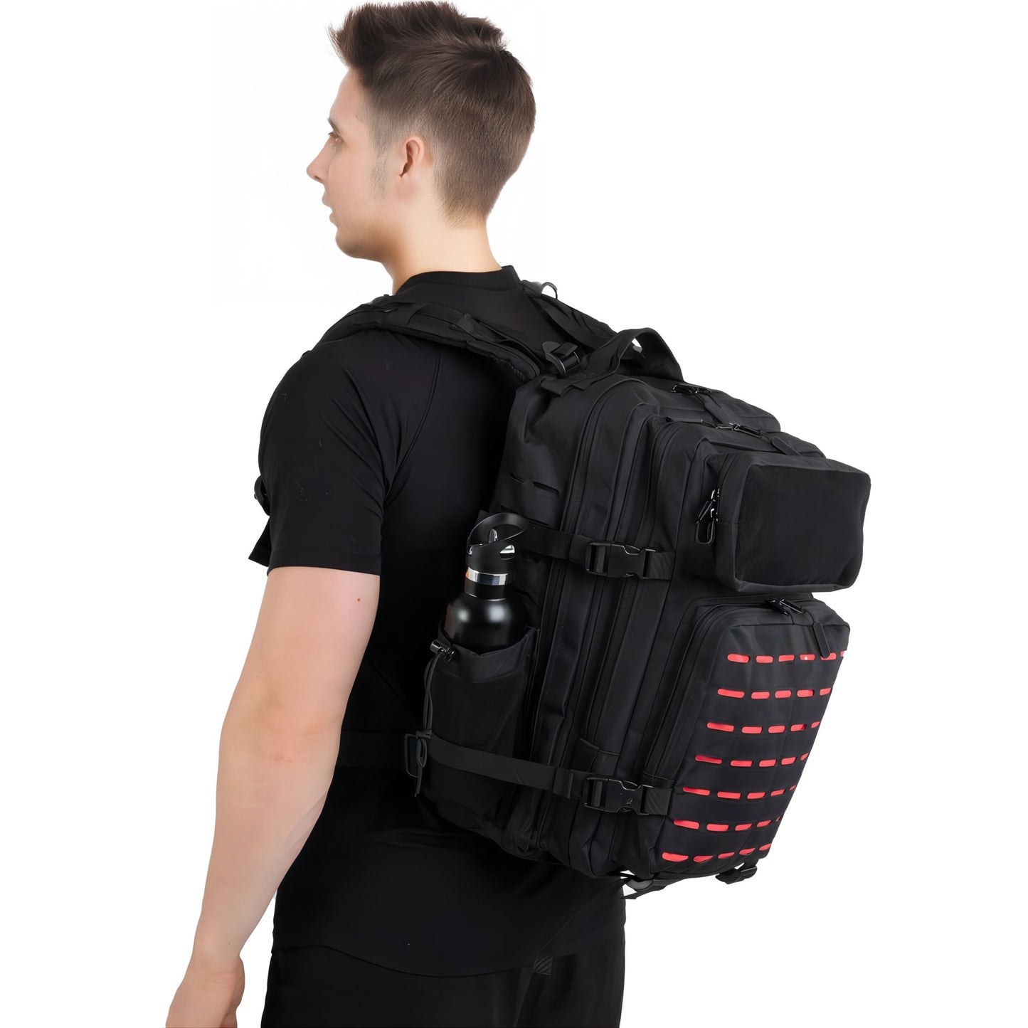 Mochila Impermeável 25L/50L com 2 Bolsos para Garrafas Academia Ao Ar Livre Viagem Caminhada Pesca Trekking Mochilas Bolsa para Notebook de 13 polegadas