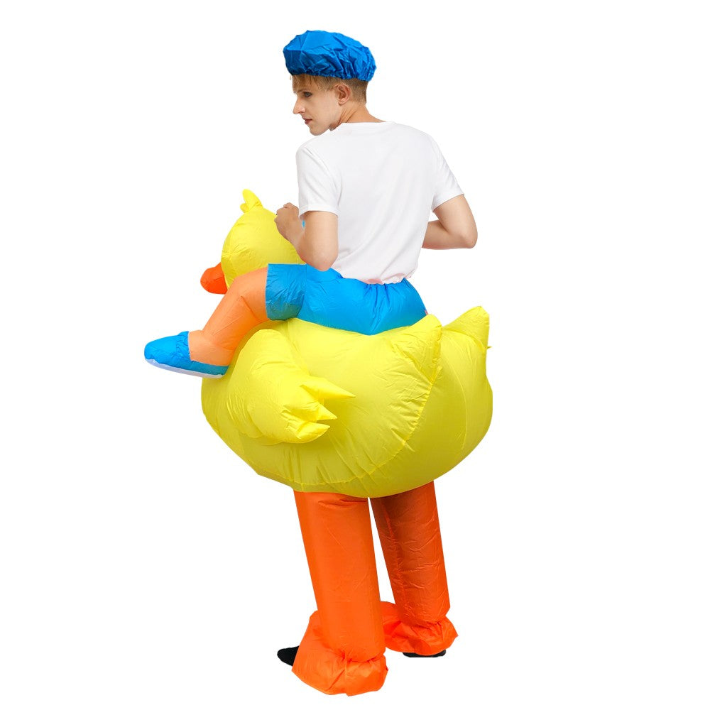 Adults Inflatable Yellow Duck Costume Halloween Costumes for Women Men Animal Cosplay Carnival Costume Party Fancy Dress