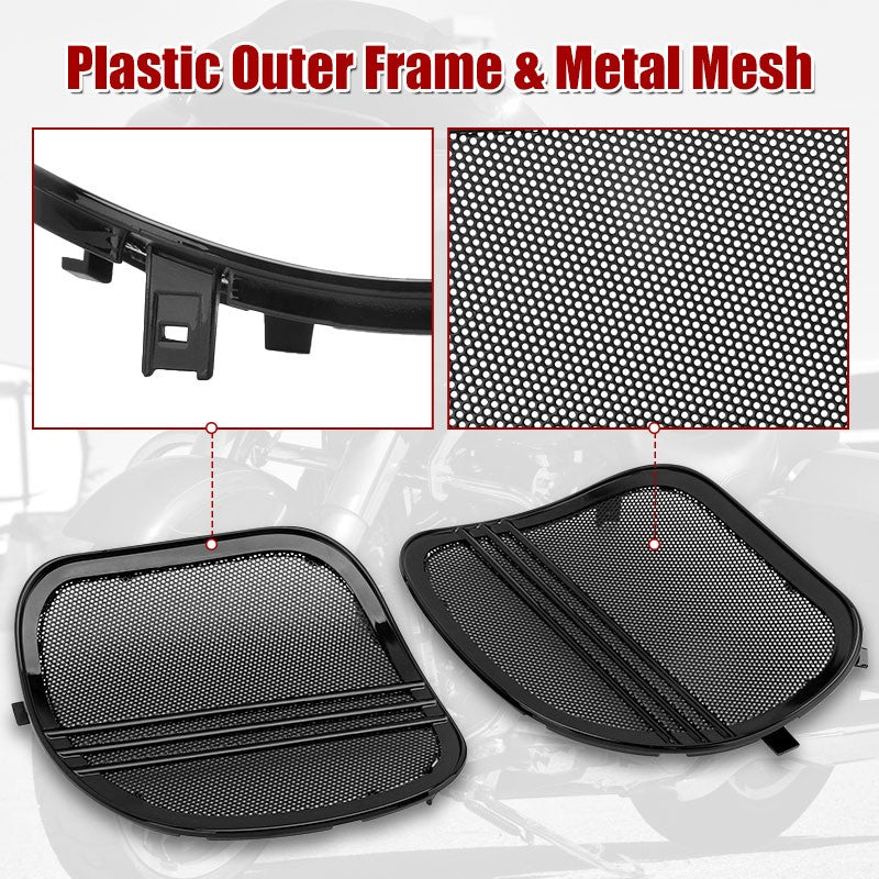 Grelhas da Tampa do Alto-Falante da Motocicleta Malha de Acabamento Tri-Line Preta Para Harley Touring Road Glide Limited FLTRK Special FLTRXS 2015-UP