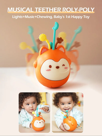1pc little fox bumbler baby to learn crawling and head up training baby teether toy with sound light Christmas gift