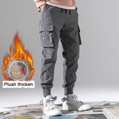 Winter Warm Lambswool Sweatpants Men's Plush Thicken Casual Joggers Trousers Male Fashion Loose Soft Waterproof Cargo Down Pants
