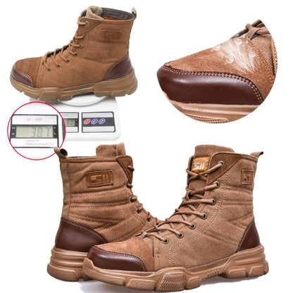 SUADEX Botas Masculinas de Bico de Aço Botas de Trabalho Indestrutíveis Sapatos de Trabalho Botas de Segurança para Deserto Calçados de Segurança 36-48
