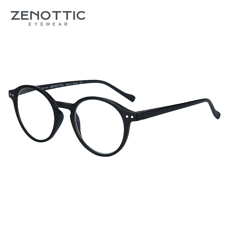 Óculos de Leitura Retrô ZENOTTIC 2025 Antiluz Azul Para Leitura Moda Leve Óculos Feminino Masculino Dioptria 0 a 4.0