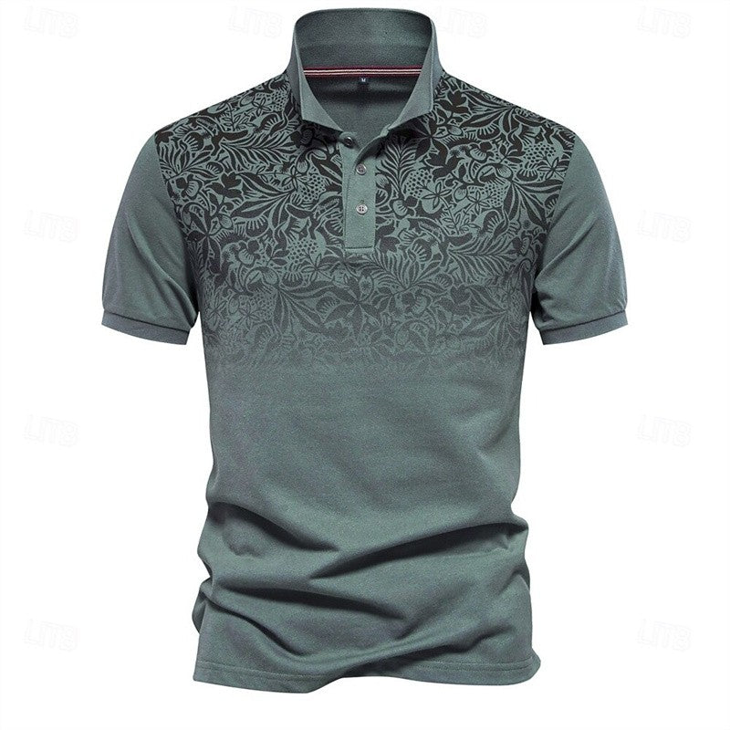 Fashionable men's button up collar shirt casual summer polo shirt short sleeved collar men's street men's golf top
