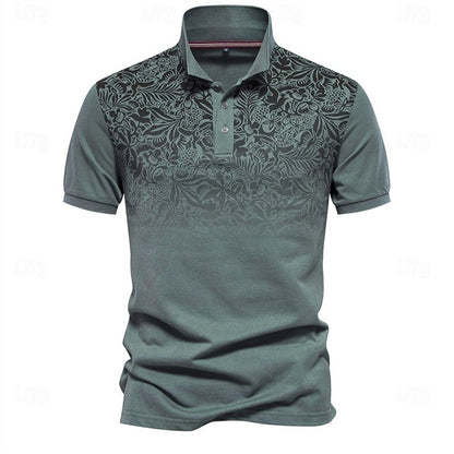 Fashionable men's button up collar shirt casual summer polo shirt short sleeved collar men's street men's golf top