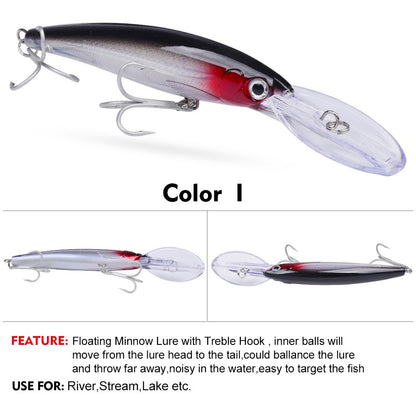Isca Artificial Flutuante Minnow 32g 50g 75g Isca de Pesca Longa Arremesso Água Salgada Robalo Iscas Duras Minnow para Pesca de Robalo