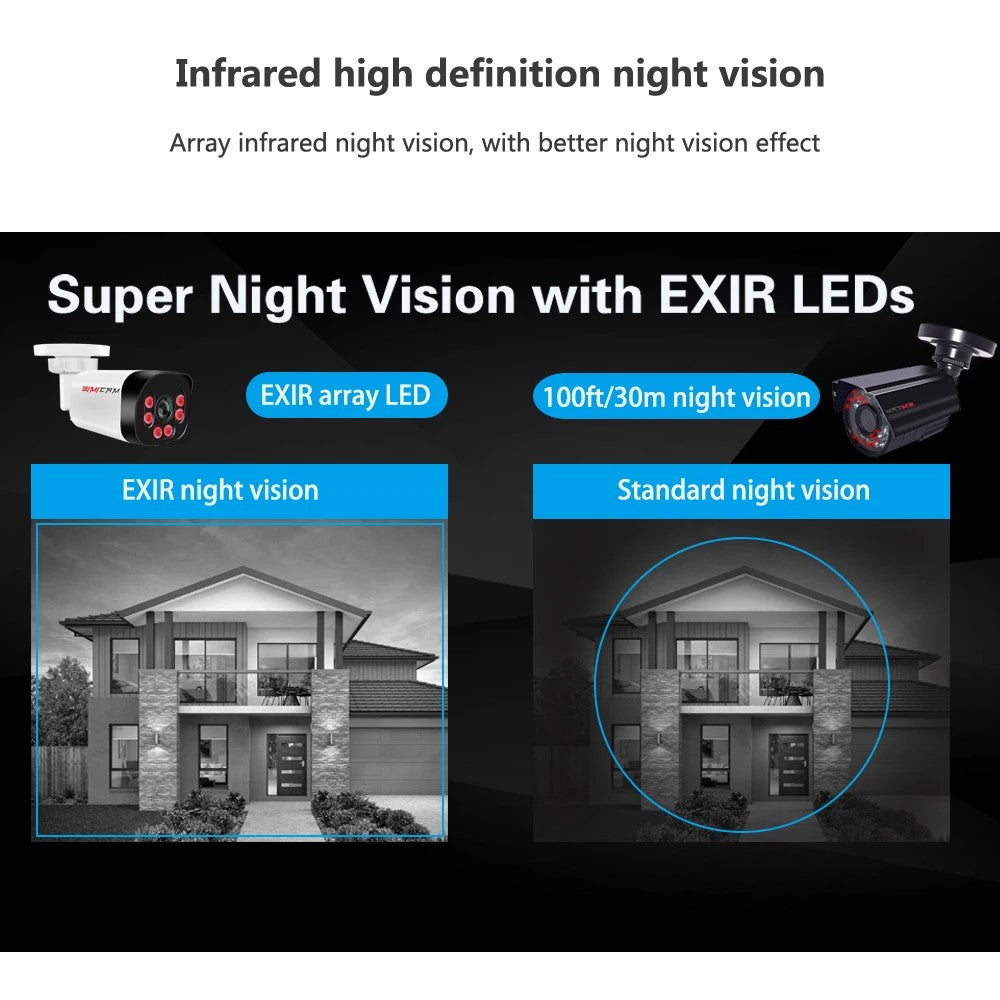 Super HD Infrared Night Vision Bullet Video Surveillance for NVR, 4K Poe Security Camera with Audio, 48V POE, DC 12V 4MP 5MP 8MP