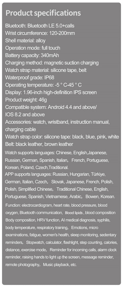 2025 Novo Para XIAOMI ECG+PPG Gordura Sanguínea Ácido Úrico Saúde Smartwatch Masculino Feminino Frequência Cardíaca Pressão Arterial Chamada Bluetooth Relógio Inteligente