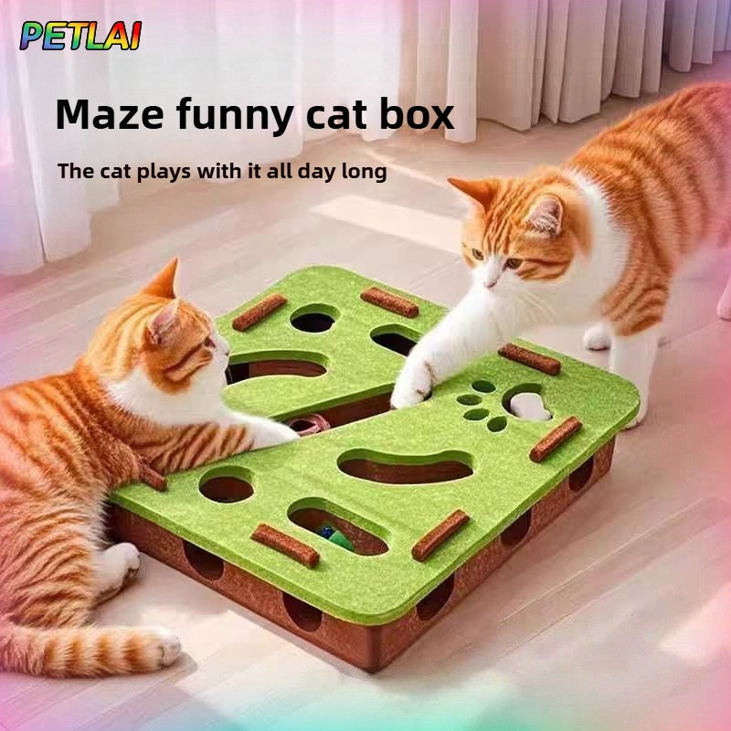 Bolas com sino para gato Cave buraco caixa divertida de feltro com labirinto interativo para gatos Ferramenta autoexcitável para gatinhos quebra-cabeça para provocar o gato