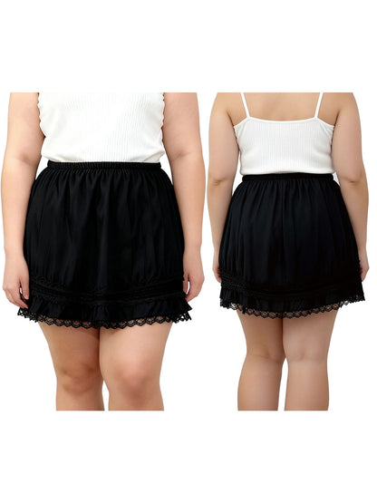 Women s Plus Size Lace Trim Skirt Summer Fashionable Casual Elastic Waist Mini Skirts
