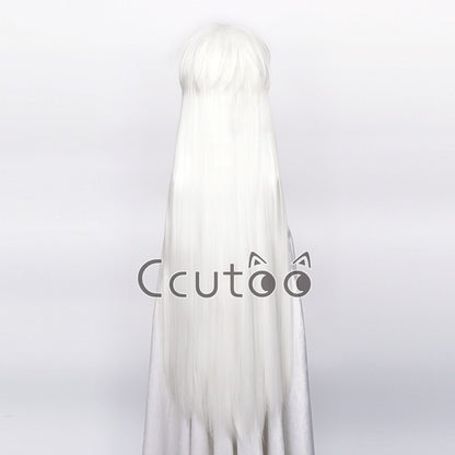 Sesshoumaru Cosplay Wigs 100cm Long White Styled Heat Resistant Synthetic Cosplay Costume Wig Hair + A Free Wig Cap