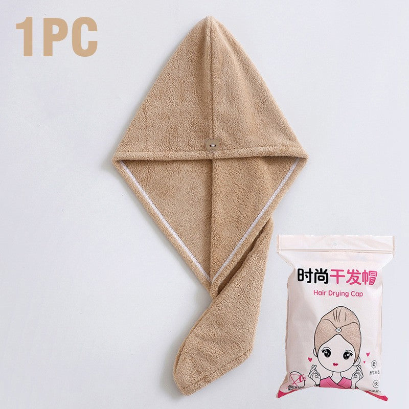 Care Cap with Button Microfiber Hair Towel Super Absorbent Hair Towel Wrap Fast Drying Hair Wraps Women Bathroom Accessories