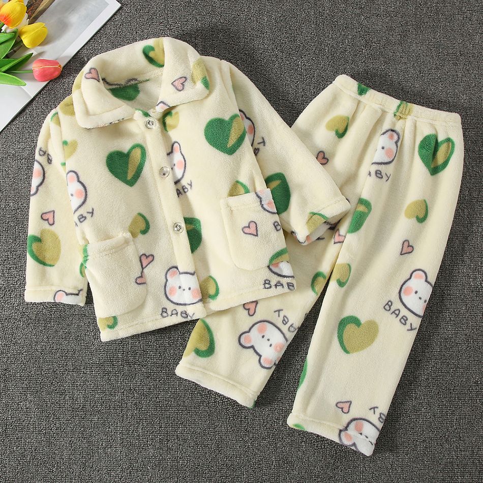 High Quality Coral Fleece Flannel Cute Cartoon Pattern Pajama Sets Boys and Girls Long Sleeve Warm Comfortable Winter Sleepwear