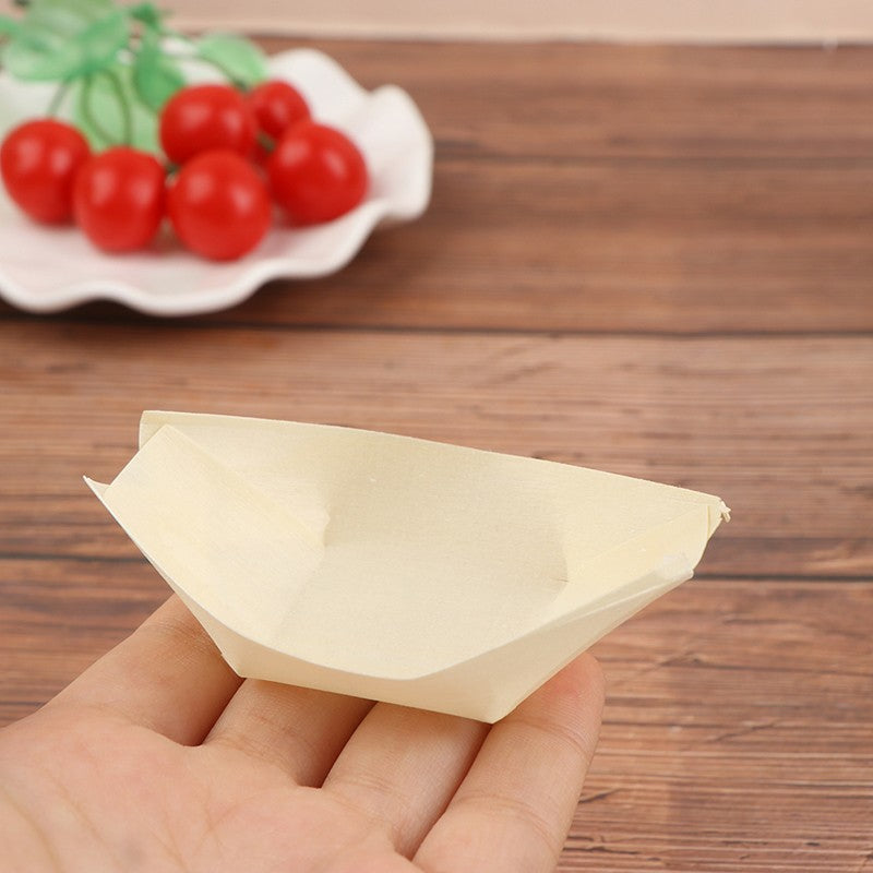 50 unidades Tigela Descartável de Madeira em Formato de Barco para Sushi Tigela de Madeira de Pinho para Sushi Salada Sobremesa Prato Bandeja