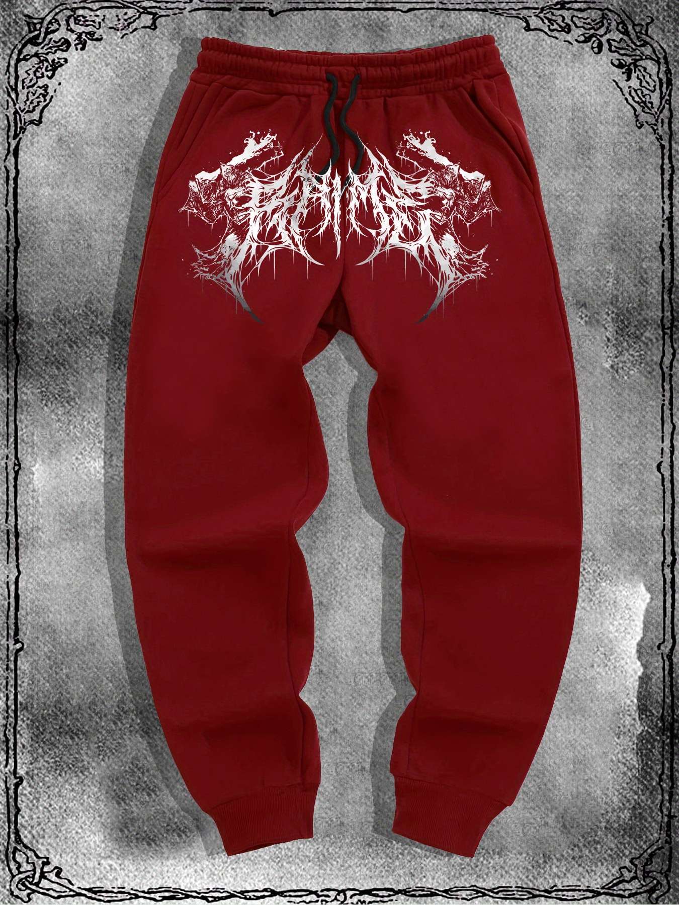 White Bandana Pattern Print Drawstring Sweatpants Loose Fit Unisex Joggers Purple Black Red Brown Grey Casual Fall Winter